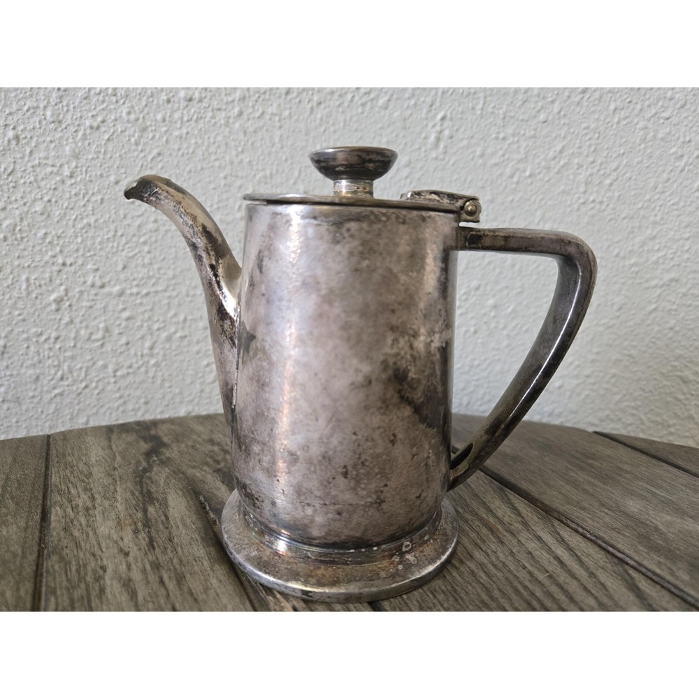Vintage International Silver Co Silver Soldered Coffee Or Tea Pot 8 oz 5" Rustic